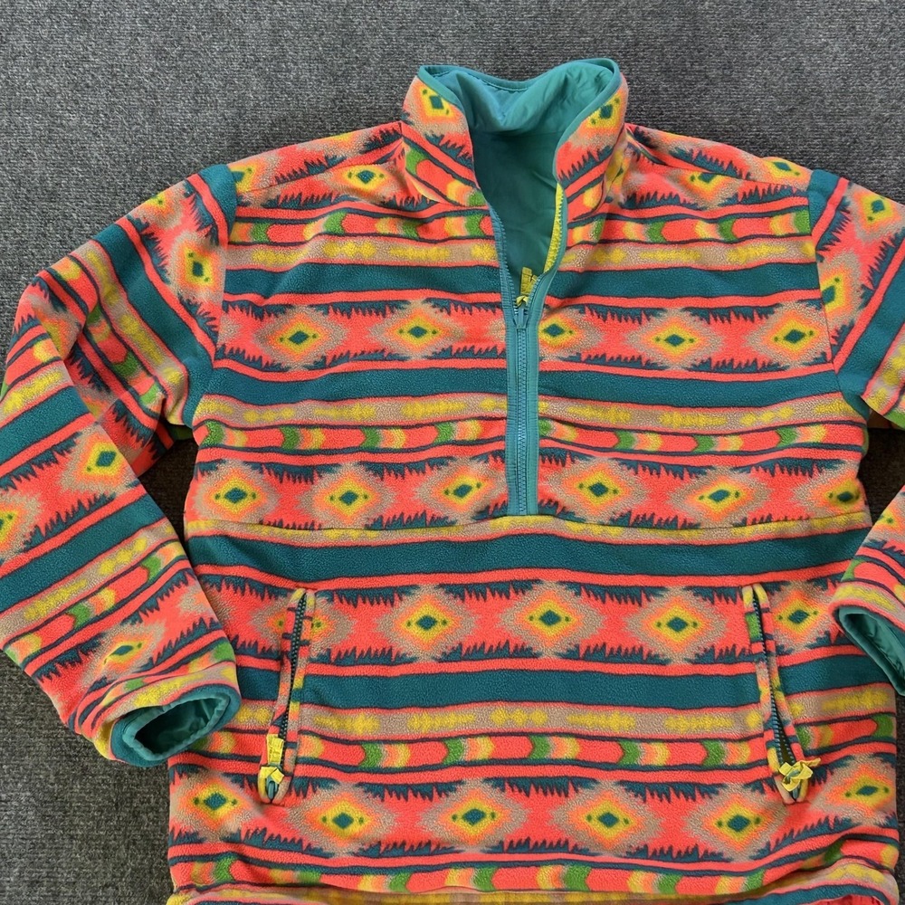Chubbies Jacket‎ Mens Small Multicolor Reversible Fleece 1/4 Zip Windbreaker